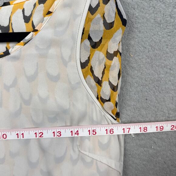 Diane Von Furstenberg Silk Blouse Black Yellow Abstract Print SZ P Quiet Luxury - Picture 5 of 9